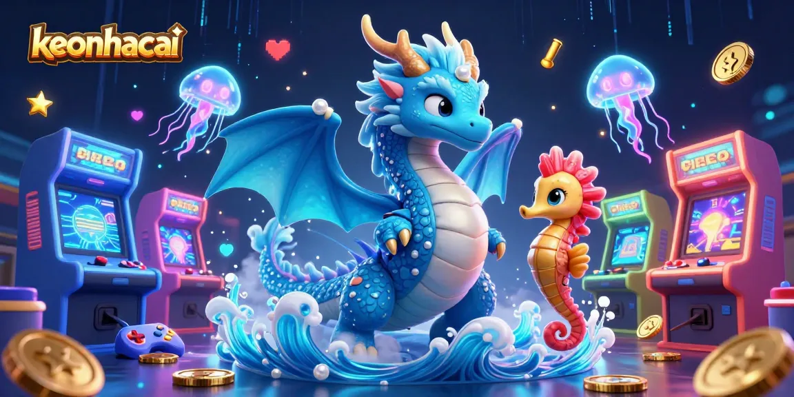 Bet on keonhacai with vibrant cartoon dragons and neon jellyfish in a dynamic casino scene