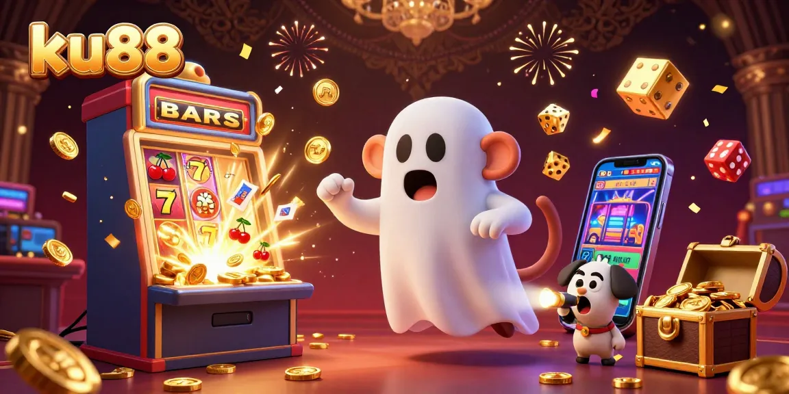 Engage with ku88's vibrant casino scene featuring a playful monkey and dog tracking golden treasures.