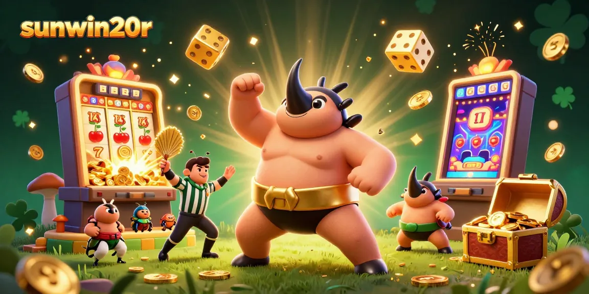 Experience the jackpot thrill at sunwin20r with dynamic casino elements in a vibrant 3D scene.